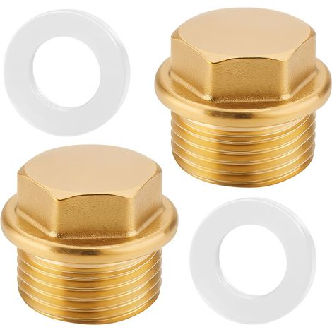 2 Pièces Bouchon D'Étanchéité À Filetage Extérieur 1/2", Bouchon Fileté, Embout de Tuyau avec Joint, Utilisé pour Les Conduites d'eau, pour Robinet Sanitaire - avec Joints en Caoutchouc (1/5)