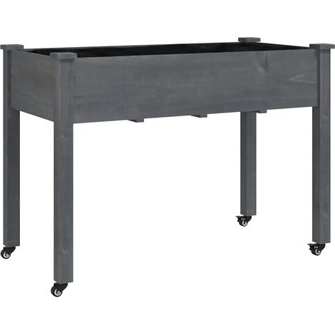 Jardinière sur roues pratique pour balcon jardin 118 x 59 x 80 cm en bois sapin gris (1/5)