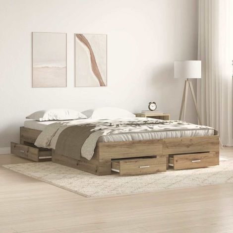 Estructura de cama con cajones Roble artisan 140 x 190 cm