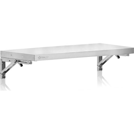 Mahlzeit Edelstahl Wandregal, 100 x 30 cm, Küchenregal, Klappbar, Silber, Edelstahlregal, Wandmontage (1/5)