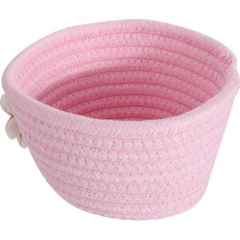 de rangement OUNONA en corde de coton tressée rose petit
