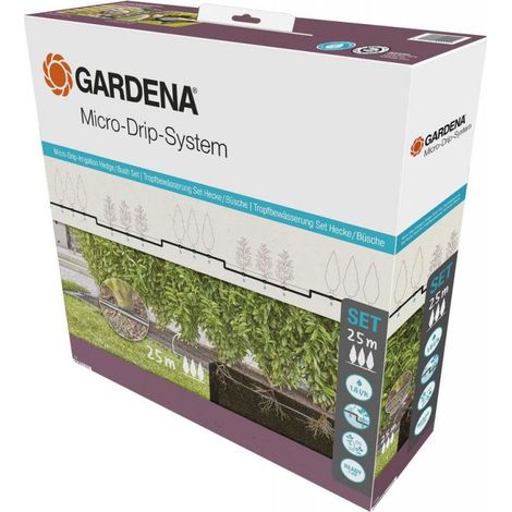 Gardena – Kit d'arrosage goutte à goutte pour haies et arbustes 25 m – Irrigation économe en eau – Têtes d'égouttage 1,6 l/h – 1350020