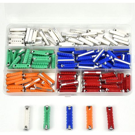 Kit de 200 fusibles torpilles multicolores pour voitures anciennes européennes, de formes variées (5 A, 8 A, 10 A, 16 A, 25 A). (1/4)