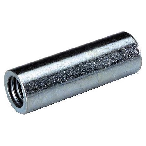 Manchons filetés lisses acier zingué, diamètre 10 mm, longueur 30 mm, boîte de 100 manchons