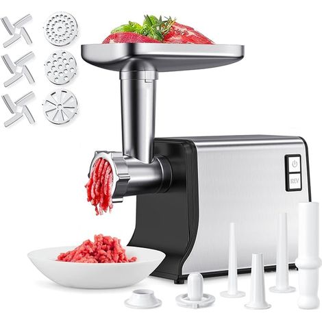 Electric Meat Grinder with Blades Grinding Plates Automatic Reversing Size Adjustments Sausage Machine Grinding Machine Sausage Kit (1/3)