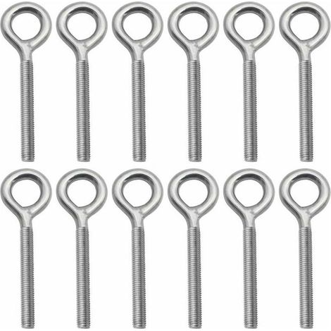 Lot de 12 Boulons à Oeil en 304 Acier Inoxydable Vis à Anneau Piton à Visser pour Balançoire Machine Extérieure - M4 (1/5)