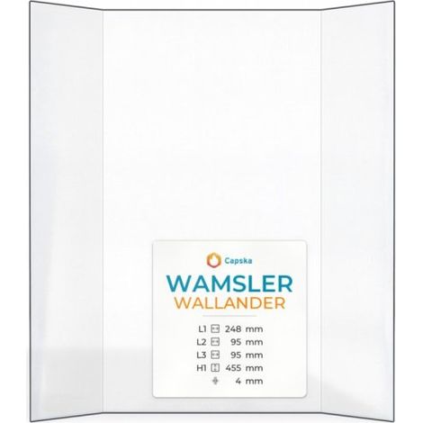 Vitre Wamsler WALLANDER - Verre Prismatique pour poêle à bois - (95 + 248 + 95) x 455 mm (L2+L1+L3 x H1) - 4 mm (1/5)