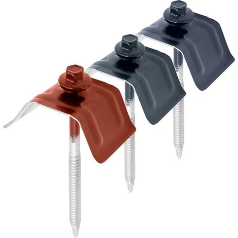Faynot – Pack de 50 kits de fixation sommet d'onde pour tôle – Acier laqué – Vis 6.3 x 100 mm pour bois – Couleur gris anthracite RAL 7016
