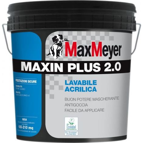 PITTURA LAVABILE ACRILICA BIANCA ANTIGOCCIA CERTIFICATA ECOLABEL MAX MEYER 4 LT