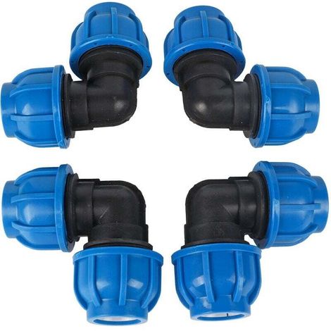 Set mit 4 32-mm-PE-Kunststoff-Winkelverbindern – Verbindungsstücke für PPR-, PE- und PVC-Rohre – Zubehör für Bewässerungs- und Wasserleitungen