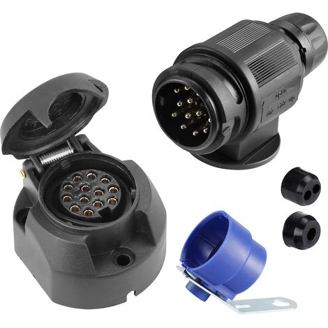 12V fiche Prise Remorque 13 Broches Étanche,Prise Remorque 13 Broches Fiche Attelage 13 Broches pour Remorque Voiture,Porte-vélo,Adaptateur Prise Remorque 13 Broches avec Support (1/5)