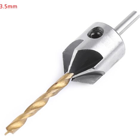 Mèche à fraiser pour bois, outil de perçage menuiserie avec clé Allen et queue ronde (3.5mm) (1/2)