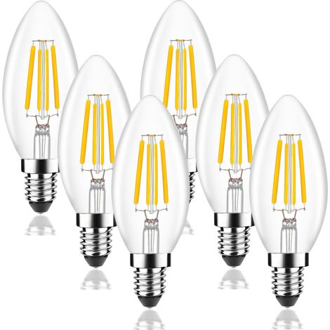 Lot de 6 Ampoules LED Classique E14,équivalent 40 W,Forme Bougie,éclairage Blanc Chaud 2700K,AC 220-240V (1/5)