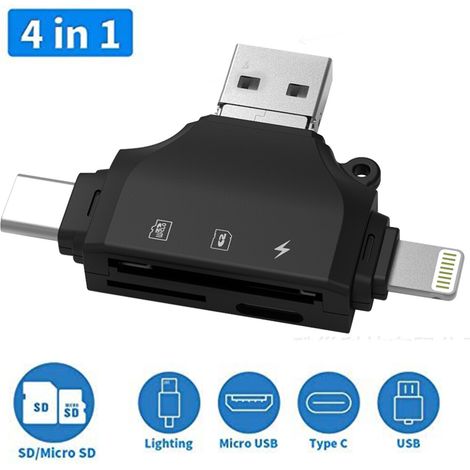 Lecteur de cartes à double interface certifié MFi, prenant en charge le partage et la gestion en temps réel des cartes SD et des cartes Micro SD. (1/4)