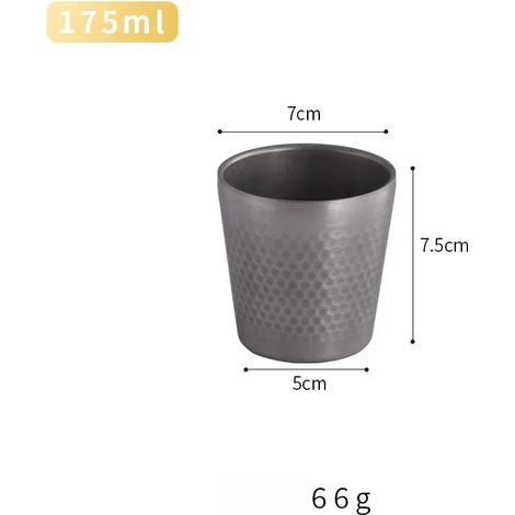 Chope à bière isotherme à double paroi (175 ml), en acier inoxydable 304