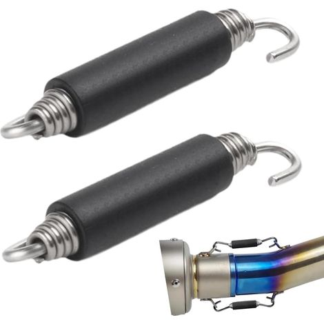 2 Ressorts d'Échappement Moto, Crochets de Ressort en Acier Inoxydable, Noir, 85mm, Pour Réparation et Remplacement de Pot d'Échappement (1/5)