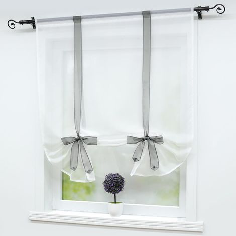 Stores romains avec moustiquaire en corde Stores de levage LxH60x140cm Gris clair, 2pcs Rideaux - Rainbow
