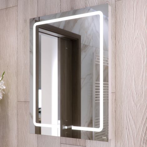 RAK Pegasus LED Portrait Mirror with Switch and Demister Pad 800mm H x 600mm W Illuminated (1/5)