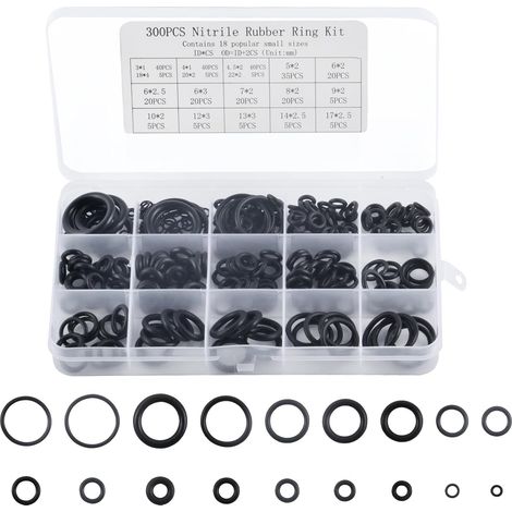300 Pieces Rubber Sealing O-Ring Assortment Kit Washers Spacer for Tap, Vehicle Air Conditioning, Appliances, Bearing, Pump - 18 Sizes (1/5)