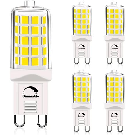 5 Pack Ampoule G9, LED 4W équivalent 40W, Blanc 6000K 450 Lumens, Dimmable, Base 2 Broches, Pour Lustre (1/5)
