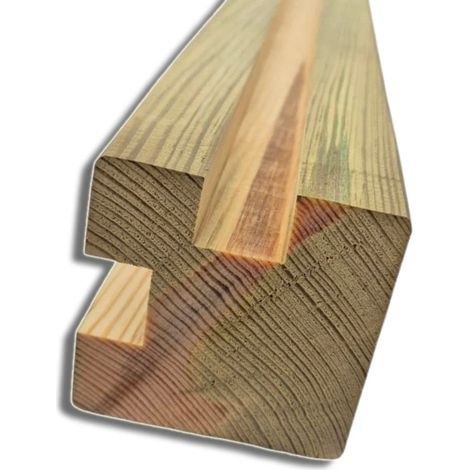 Trave in Legno da 300 cm con Canale a L da 20x16 mm, sezione 7x7 cm, in Pino Impregnato (1/4)