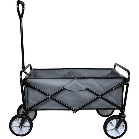 Faltbarer Gartenwagen Transportwagen Bollerwagen Handwagen Rollenwagen Gerätewagen Strandwagen bis zu 70kg belastbar Grau