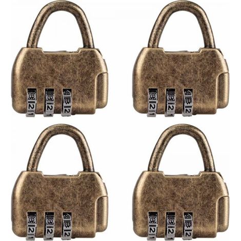 4 Pack Mini Vintage Combination Padlock for Diaries, Luggage, Vintage Combination Padlock (1/4)