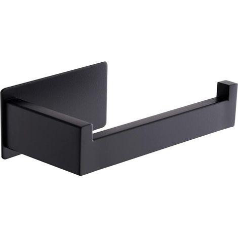 Porte-papier toilette, sans perçage, porte-papier toilette autocollant, en acier inoxydable, adapté à la cuisine et à la salle de bain, noir (1/5)