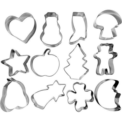 Lot de 12 emporte-pièces PATISSE en inox sur cercle de rangement formes assorties