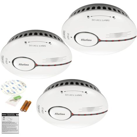 Sensore Fumo Ottico LED Allarme 3 Pezzi 125x35 mm Bianco (1/5)