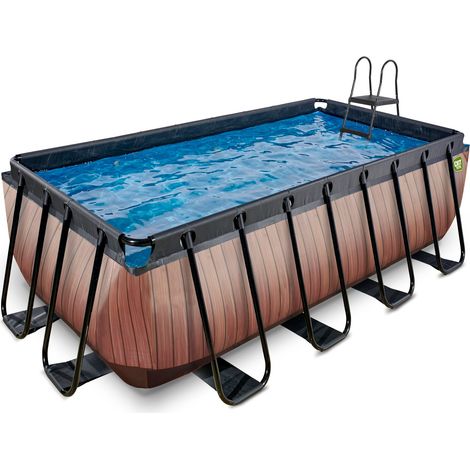 EXIT Wood Pool 400x200x122cm mit Sandfilterpumpe - braun (1/5)