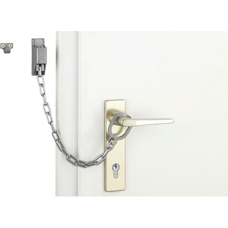 Maximex Türgriff-Kette abschließbar, kein Anbohren notwendig, Silber glänzend, verzinktes Metall silber matt