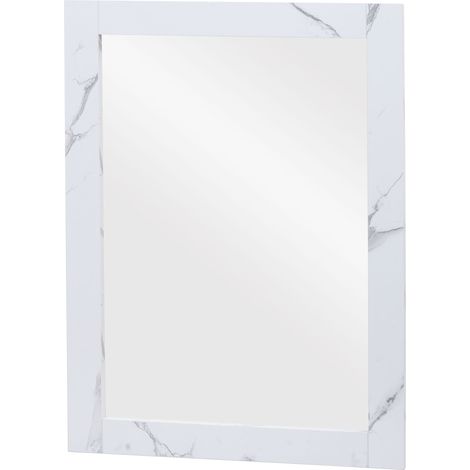 Wandspiegel HHG-631, Badezimmer Badspiegel Spiegel Badmöbel, MVG-zertifiziert 72x52cm Marmor-Optik weiß
