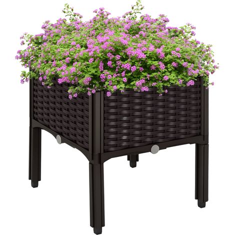26L Elevated Garden Planter Box for Flowers and Vegetables,Durable Brown Patio Container for Outdoor Use