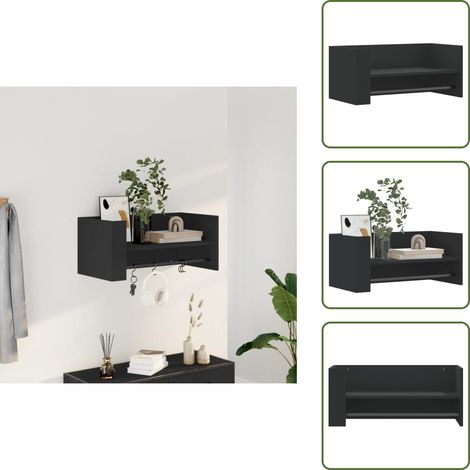 The Living Store Étagère murale noir 70,5x35x30,5 cm bois d'ingénierie - Étagère Murale - Étagère Flottante - Rangement Mural - Meuble Design - Décoration Murale (1/5)
