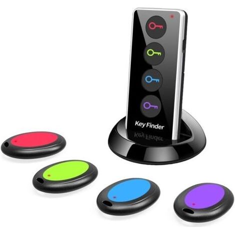 FENOPLASTICALocalisateur de clés sans fil 120 dB – Portée 50-80m – Télécommande avec lampe LED – 4 récepteurs et support inclus - RF 120 DB (1/4)