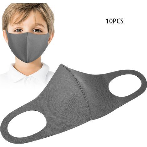 10 pièces Masque Anti-Poussière Enfant Réutilisable Protection UV Respiratoire Gris (1/5)