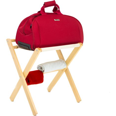 Portavaligie con tela Madrid Naturale porta abito stiracalzoni indossatore legno servo muto pieghevole appendiabiti per camera da letto vestiti gruccia svuota tasche