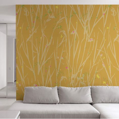 Papier peint panoramique Herbes folles, Jaune 150 x 250cm (1/5)