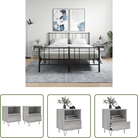 vidaXL Holz Nachttisch -  Nachttische 2 Stk. Grau Sonoma 40x35x50 cm Holzwerkstoff (1/5)
