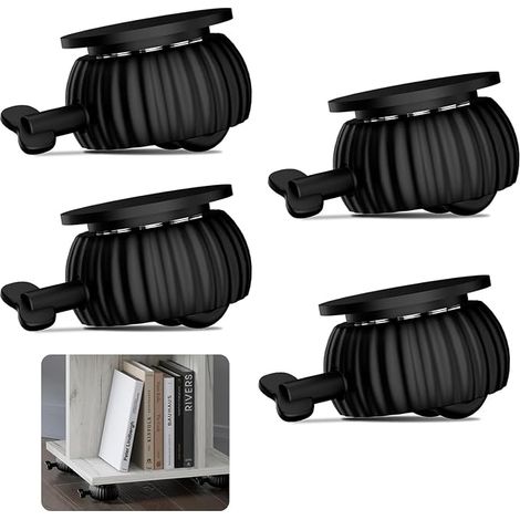 Stick On Lot de 4 roulettes autocollantes avec rotation et frein à 360 ° - Mini roulettes universelles pour plantes DIY petits meubles boîtes de rangement ustensiles de cuisine et récipients (1/5)