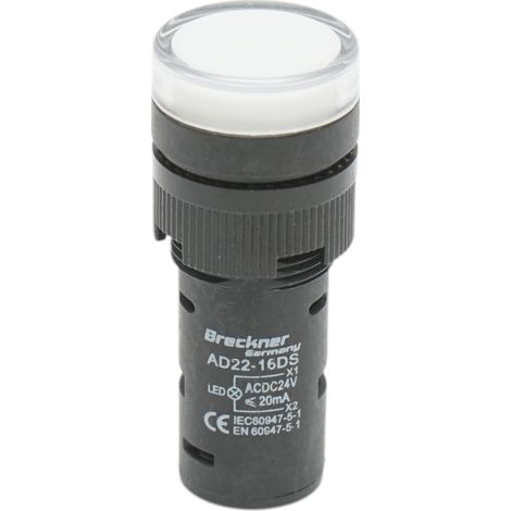 Spia luminosa LED bianca 24V AC/DC 16mm Breckner Germany (1/4)