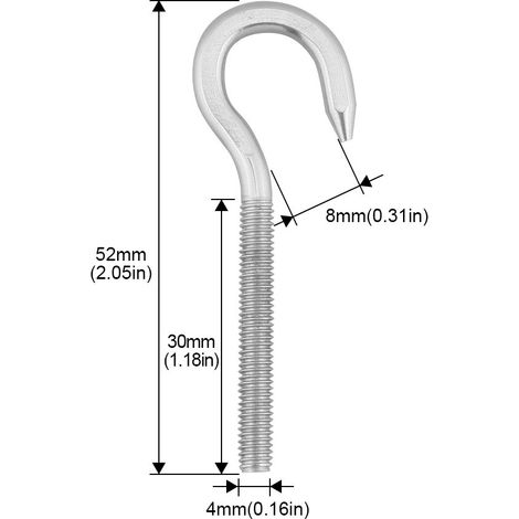 Lot de 10 Vis à Crochet M4 en Acier Inoxydable 304, Crochets à Visser pour Suspension Intérieur Extérieur, Résistants à la Corrosion (1/4)