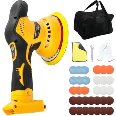 Polisseuse sans fil pour Dewalt, kit de polissage sans balais de 15 cm, 8 vitesses variables, 5 500 tr/min, pour l'esthétique automobile, le cirage et l'élimination des rayures (Sans batterie) (1/5)