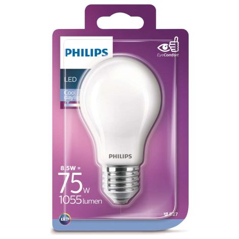 PHILIPS LAMPADINA GOCCIA LED 8.5 W - 75 W - E 27 BIANCA FREDDA
