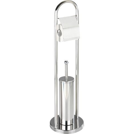 WENKO Exclusiv Stand WC-Garnitur Vasto Edelstahl, rostfrei, Silber glänzend, Edelstahl rostfrei glänzend