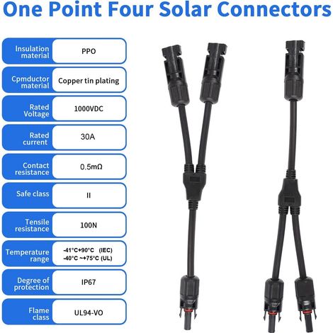 Connecteurs Solaires Y - Ensemble Adaptateur Parallèle MFF/FMM 30 cm pour Câbles (1/5)