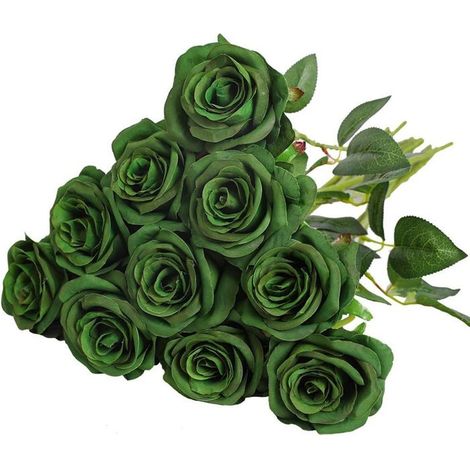 Bouquet de fleurs artificielles en soie, fausses roses réalistes pour décoration de mariage, de fête à domicile, cadeau d\' (1/4)