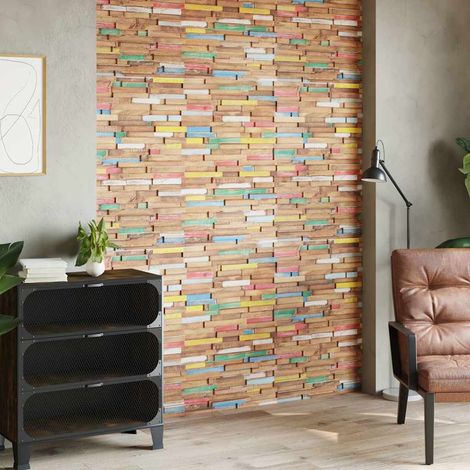 vidaXL Panneaux de revêtement mural 10 pcs 1,03 m² Bois de teck solide (1/5)