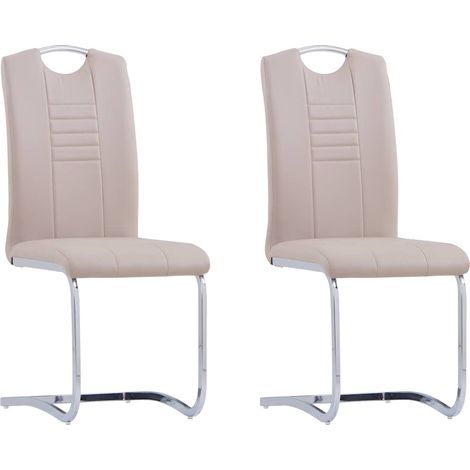 vidaXL Chaises à manger cantilever lot de 2 cappuccino similicuir (1/5)
